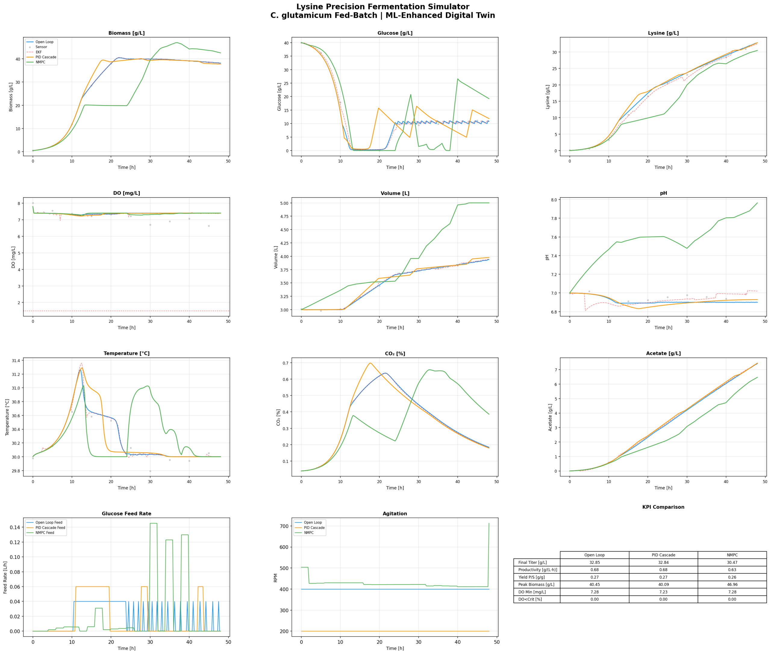 lysine production simulation outputs