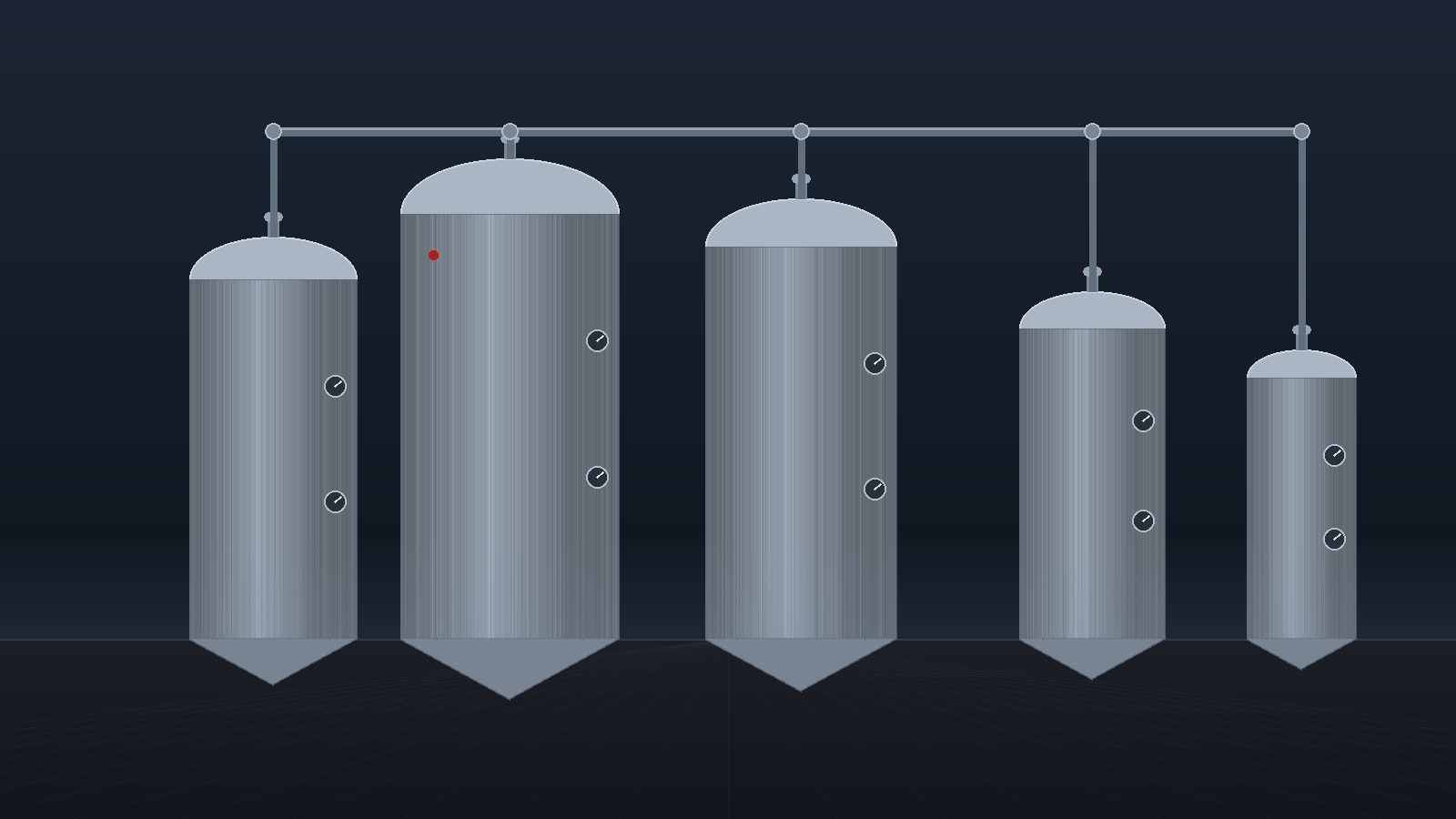 Series of Stainless Steel Bioreactors Illustration