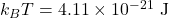 k_B T = 4.11\times10^{-21}\ \text{J}