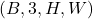 (B, 3, H, W)